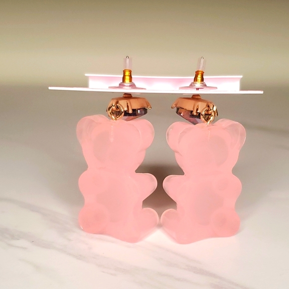 Betsey Johnson Pink Gummy Bear Heart Earrings - Picture 3 of 5